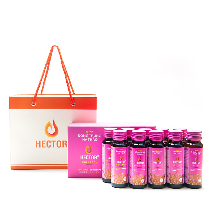 Hộp 10 Chai Nước Thực Phẩm Chức Năng Đông Trùng Hạ Thảo Hector Collagen