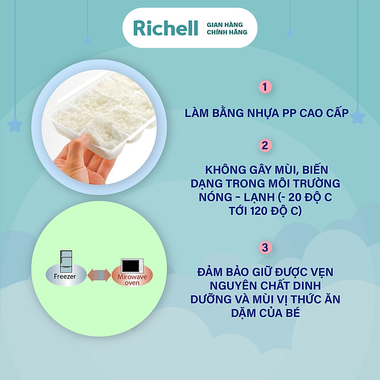 Bộ khay trữ đông thức ăn Richell Chính hãng Ưu đãi - Hình ảnh 3