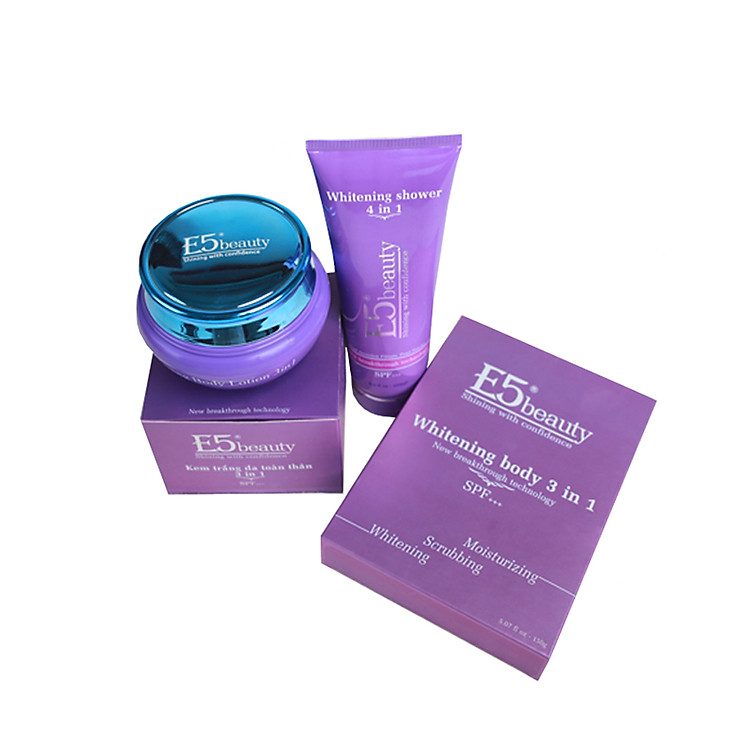 Combo Tắm trắng (150g) & kem trắng da toàn thân 100 gam & Sữa tắm (250ml) E5beauty