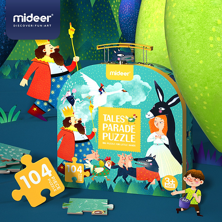 Bộ xếp hình valy Mideer Tales Parade 104 mảnh ghép dành cho bé từ 4 tuổi + (Puzzle) - chủ đề Cuộc diễu hành cổ tích