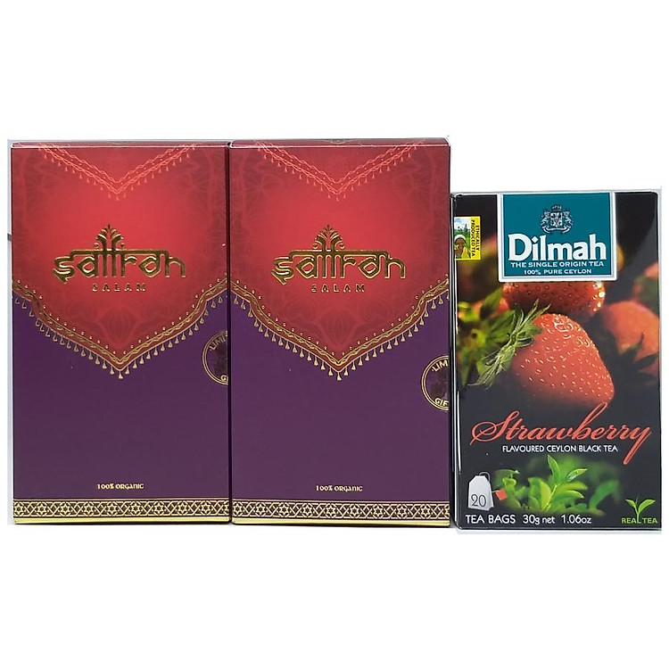 Combo 2 hộp Nhụy Hoa Nghệ Tây Saffron Salam (1g) tặng 1 hộp trà Dilmah dâu (20 gói)