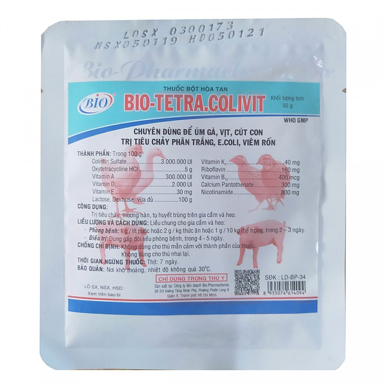 Dinh dưỡng úm gà con - Tetracolivit 50g