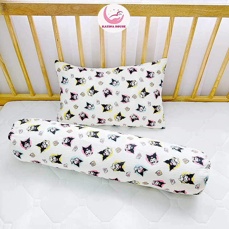 Bộ gối nằm gối ôm trẻ em Katina House, vải muslin mềm nhẹ, thoáng khí, thấm hút tốt, an toàn