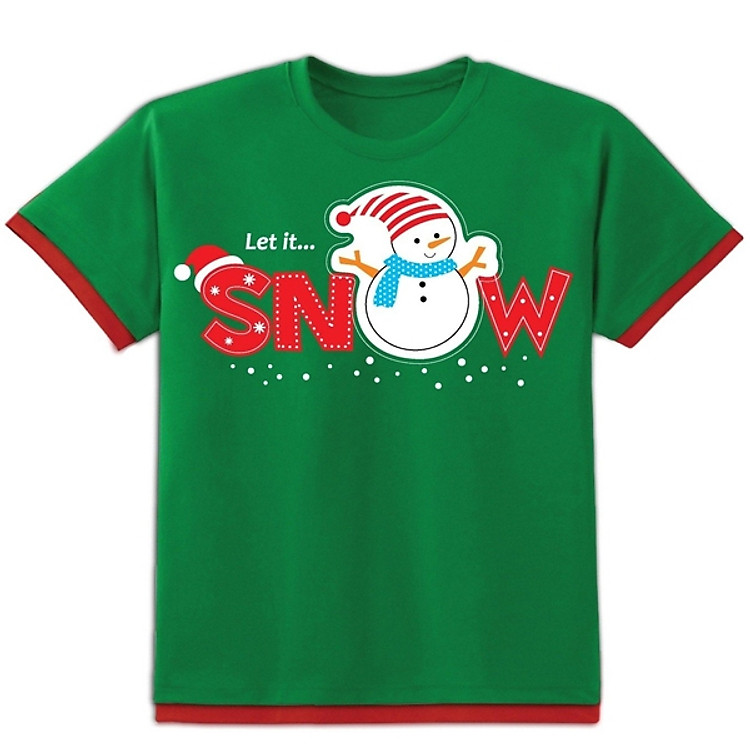 Áo Thun Noel Trẻ Em Kibu Tay Ngắn - Hình Người Tuyết - Size 10