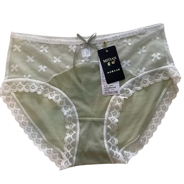 Quần Lót Nữ 6865 Ren Lưới Đính Nơ Lưng Cao Xinh Xắn