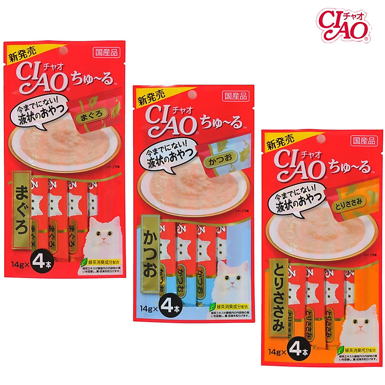 Thức ăn cho mèo - Súp Thưởng Ciao Churu cho Mèo (1 túi 4 thanh)