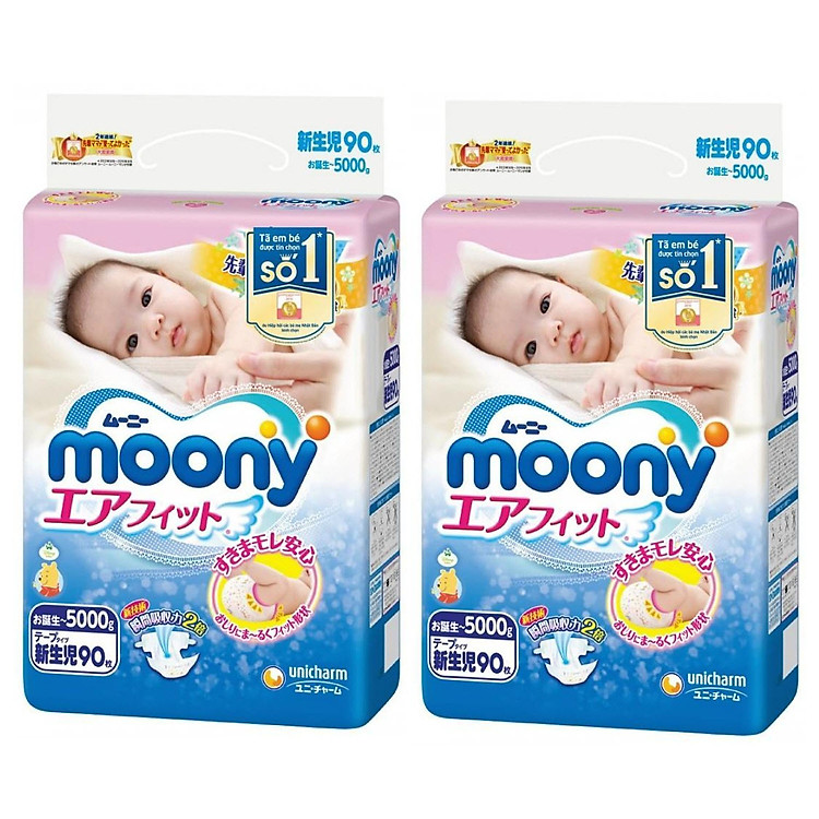 Combo 2 Gói Tã dán Moony Newborn Chính hãng Giá rẻ - Hình ảnh 2