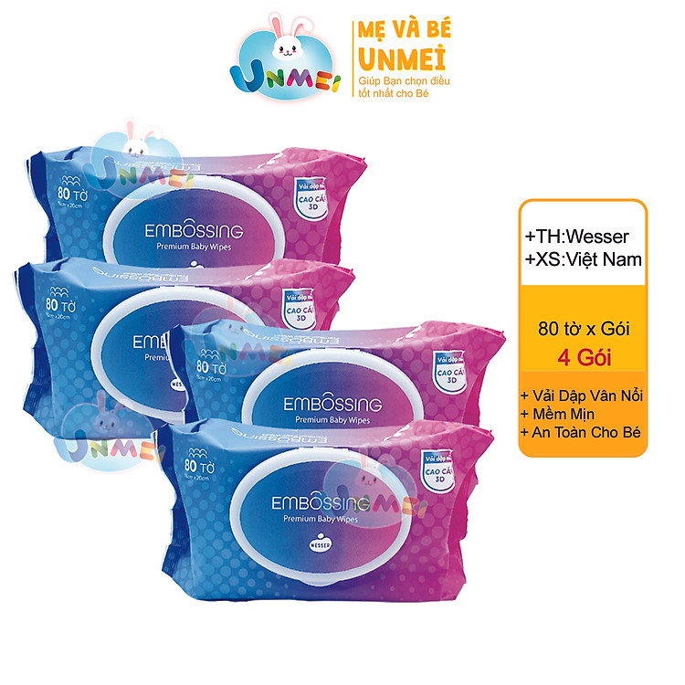 Tham Khảo tại ConCung: Bộ 4 Gói Khăn Ướt Wesser Xanh , nhận ngay nhiều Ưu đãi