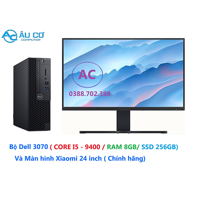 BỘ MÁY TÍNH DELL OPTIPLEX 3070 SFF+ MÀN HÌNH 24 inch ( I5 9400, RAM4 8GB, SSD 256GB NVME) - Hàng chính hãng