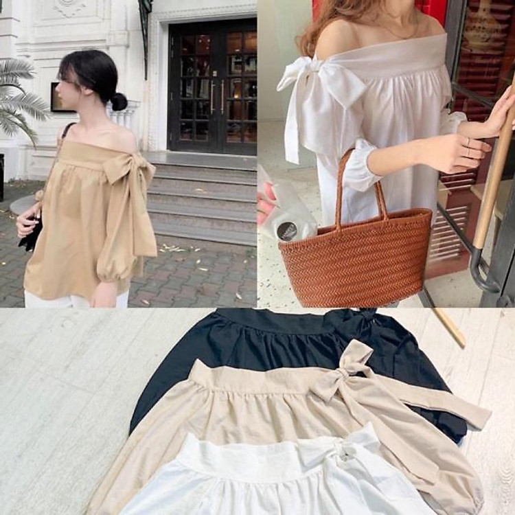 Áo trễ vai gợi cảm buộc nơ vai