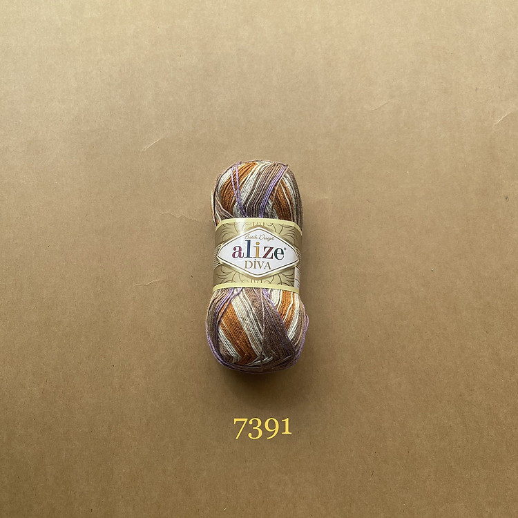 Cuộn len sợi màu loang Diva Batik hãng ALIZE YARNS đan móc áo, váy, khăn, bikini, túi ví