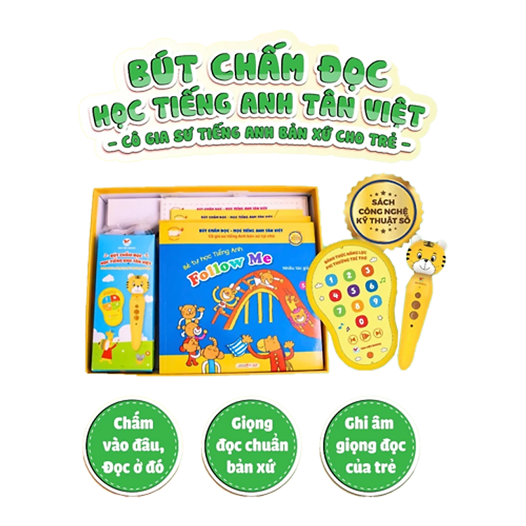 Bút Chấm Đọc - Học Tiếng Anh Tân Việt - Đánh Thức Năng Lực Phi Thường Từ Trẻ Thơ - Phiên Bản 5 Sách (Dành Cho Trẻ Từ 0 Đến 6 Tuổi)