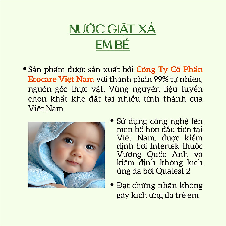 Nước Giặt Xả Hữu Cơ ECOCARE 100ml Chính hãng Giá tốt - Hình ảnh 4