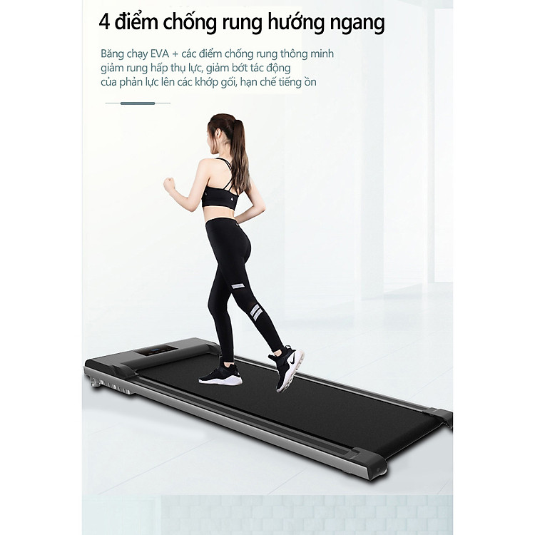 Máy chạy bộ đi bộ đế bằng di động đa năng giành cho gia đình, dễ cất gọn không tốn diện tích 123*55*12.5cm 2HP