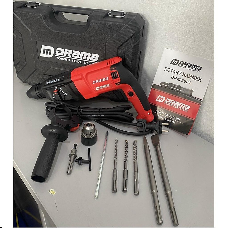 (LOẠI 1) Máy Khoan Đục Bê Tông DRAMA 1350W, 3 Chế Độ 2 - 26 Cam kết 100% Ruột Đồng Máy Khỏe Chạy Êm Bền