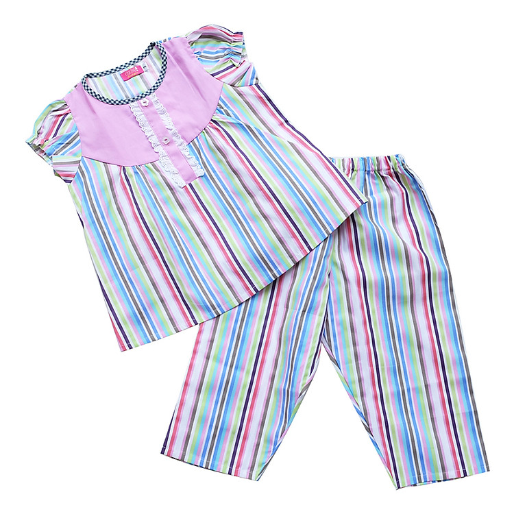 Đồ Bộ Bé Gái Sọc Đủ Màu Cục Kẹo T71910