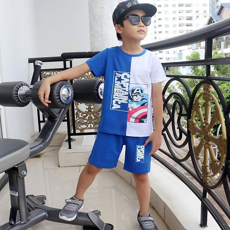 Bộ quần áo in hình captain siêu ngầu cực hót cho bé bé từ 7kg đến 26kg