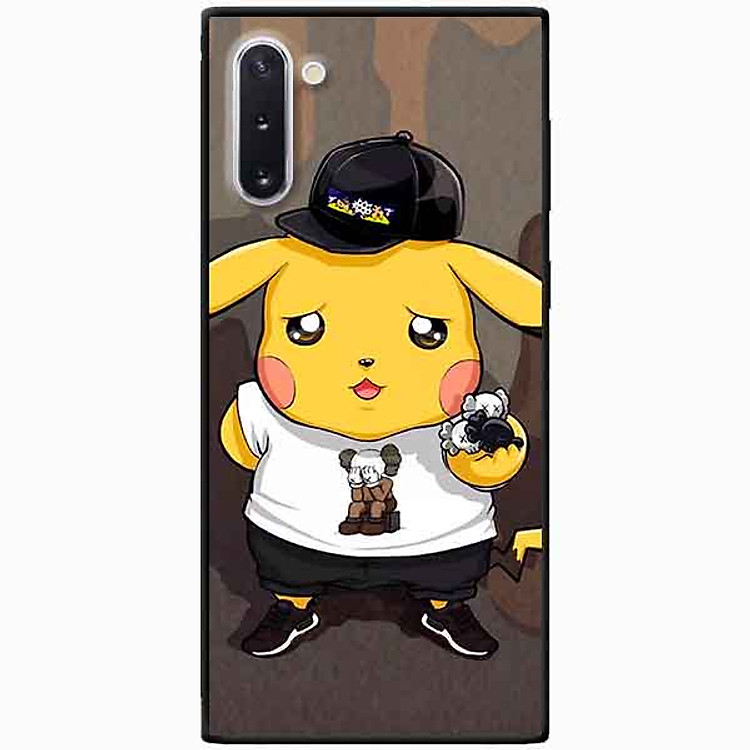 Ốp lưng in cho Samsung Note 10 Mẫu Pika Nón Đen
