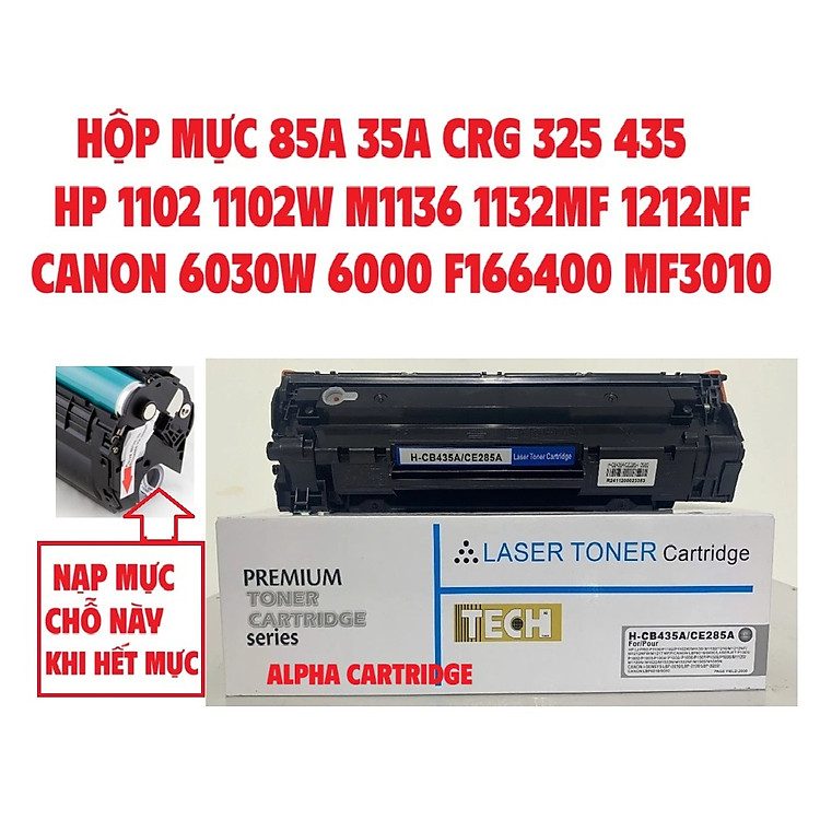 Hộp mực dành cho máy in Canon LBP 6030/ 6030w F158200 HP P1102 / 1102w Hàng chính hãng Alpha Cartridge