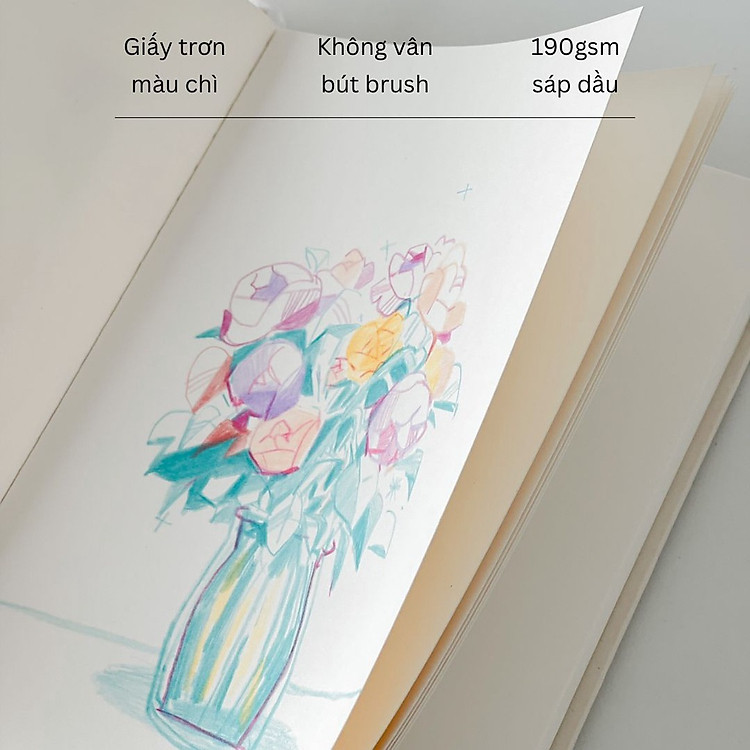 Sổ vẽ - Sketchbook - Sổ crabit - Ruột trơn 190gsm A5 - Dọc - Bìa chữ cứng - 60 trang