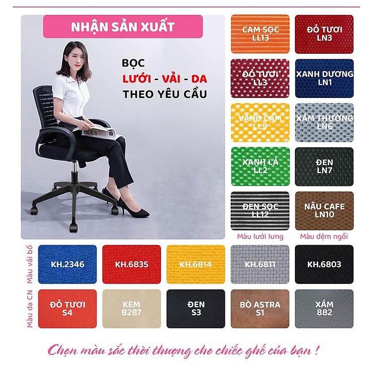 Ghế xoay văn phòng lưng trung bọc lưới SMLIFE Cody