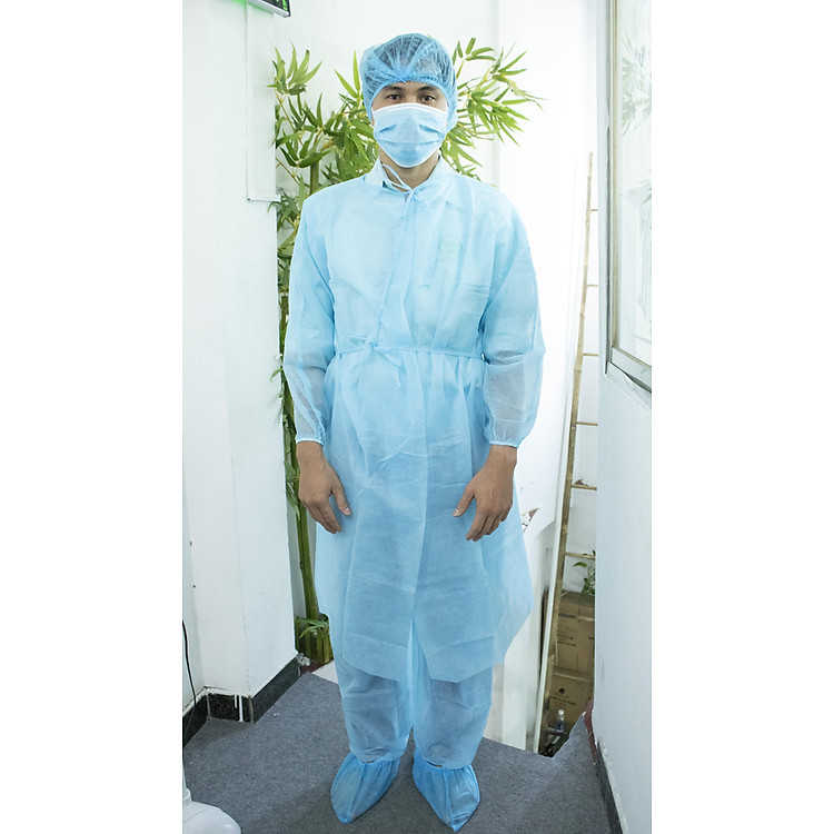 Bộ Trang Phục Phòng Dịch 5 Món Gồm: Áo, Quần, Khẩu Trang, Nón, Giày