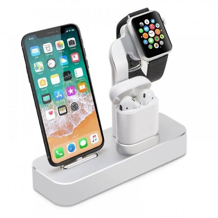 Dock sạc 3in1 dành cho iPhone, Apple Watch, Airpods nhôm nguyên khối Coteetci - Hàng chính hãng