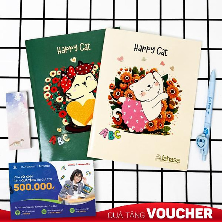 Bộ Tập Học Sinh Happy Cat 4 Ô Ly 96 Trang 80gsm (5 tập)