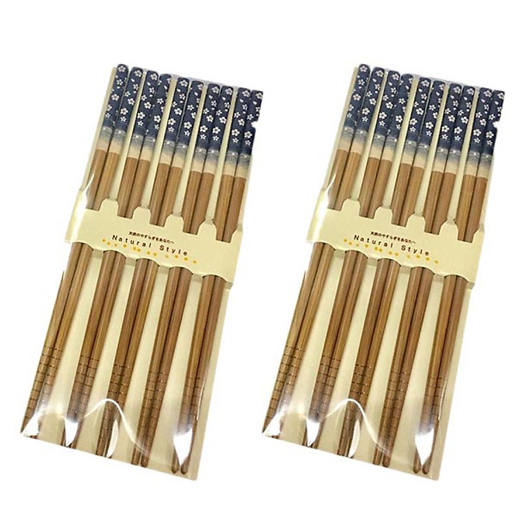 Combo 2 bộ 5 đũa mẫu hoa xanh nội địa Nhật Bản