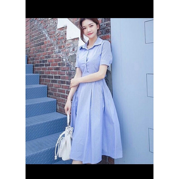 Đầm Sọc Xanh Xoè