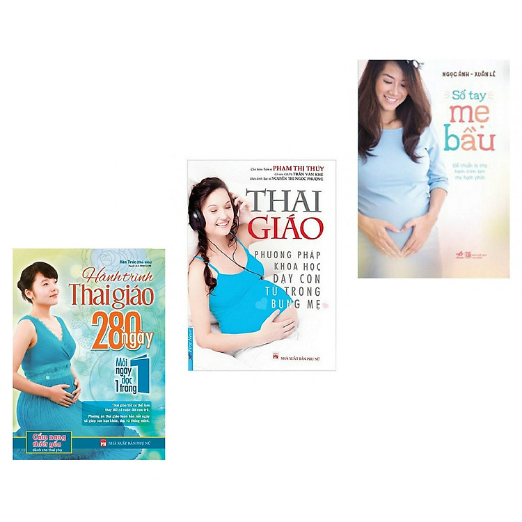 Combo hành trình thai giáo 280 ngày +sổ tay mẹ bầu +thai giáo phương pháp khoa học dạy con từ trong bụng mẹ(Tặng Kèm 7 cách "CHƠI ĐÙA" cùng thai nhi để con THÔNG MINH từ trong bụng mẹ)