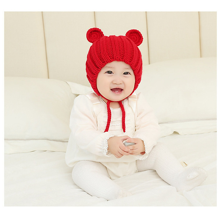 Mũ len chùm tai cho bé, tai chuột