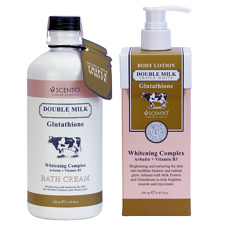 Combo Sữa Tắm 350ml + Dưỡng Thể Dưỡng Trắng Scentio Double Milk Triple White 250ml