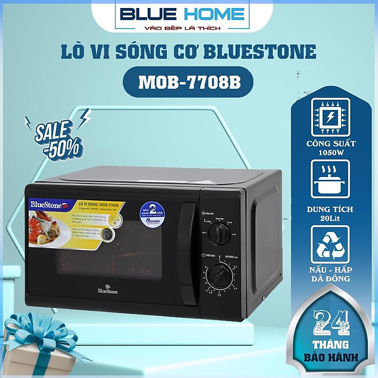 Lò Vi Sóng BlueStone MOB-7708B, 20Lit - 1050w, Hàng Chính Hãng