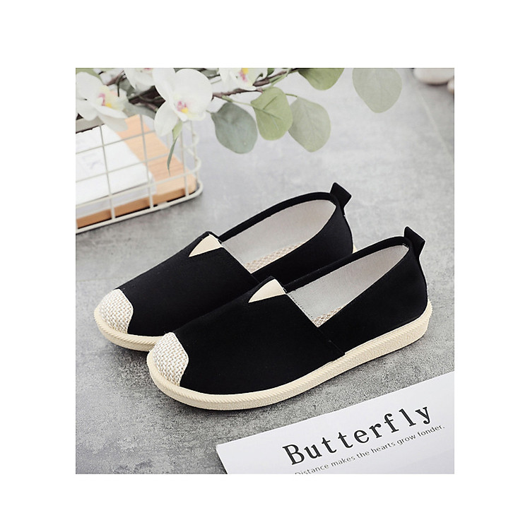 Giày Lười,Slip-On,Tom Nữ Vải Mềm Stye Dễ Thương 3Fashion Shop - 3147 - Đen