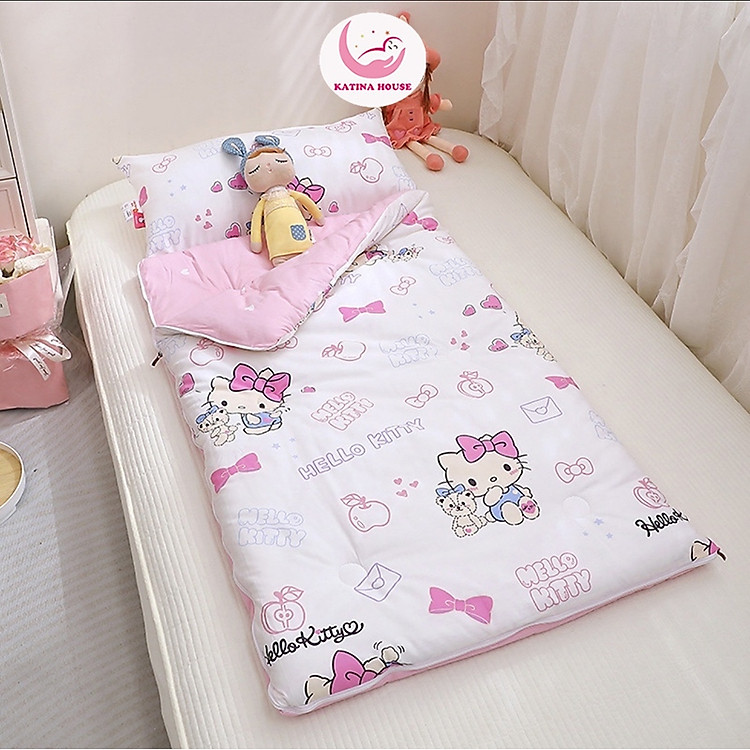 Túi ngủ cho bé có khóa kéo tiện lợi, KT 75x180cm, vải cotton mềm thoáng mát