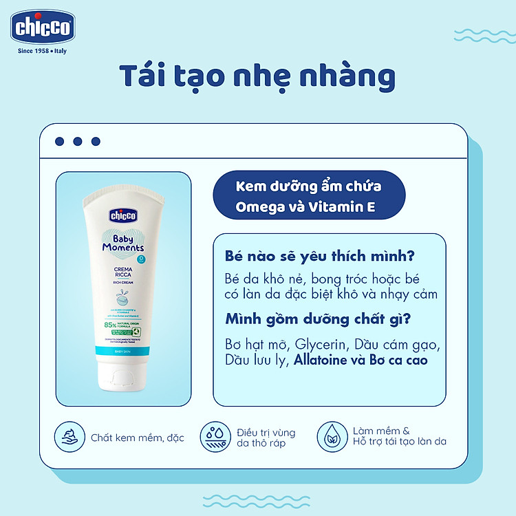 Kem dưỡng ẩm Omega và vitamin E Chicco Chính hãng Tiết kiệm - Hình ảnh 4