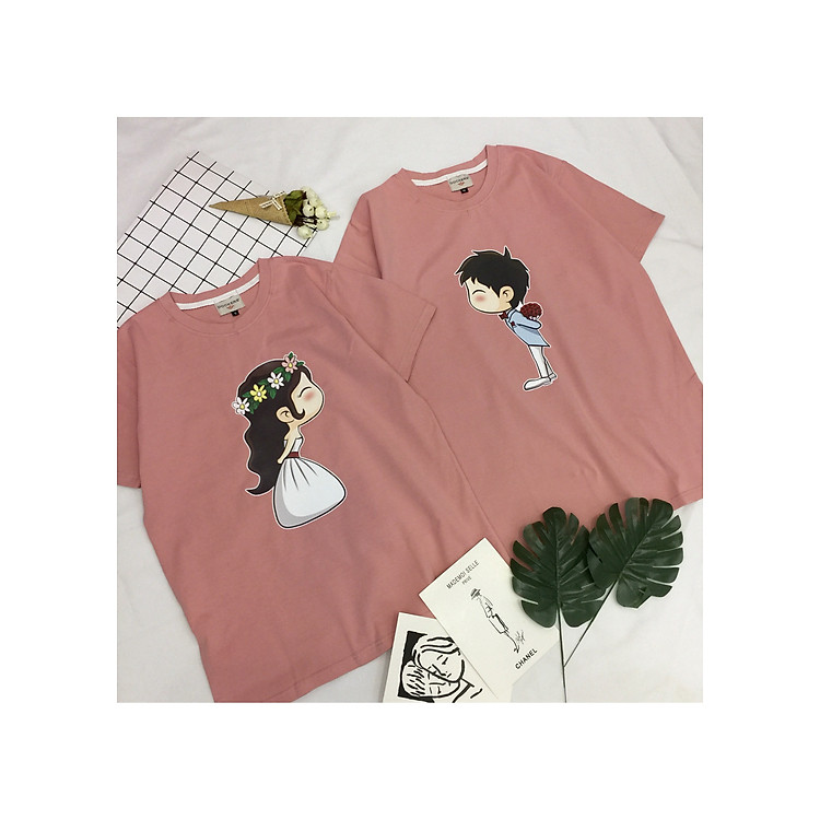 Áo Thun Cặp Nam Nữ Cotton Style Unisex Hình Cặp Đôi Dễ Thương - C2-07
