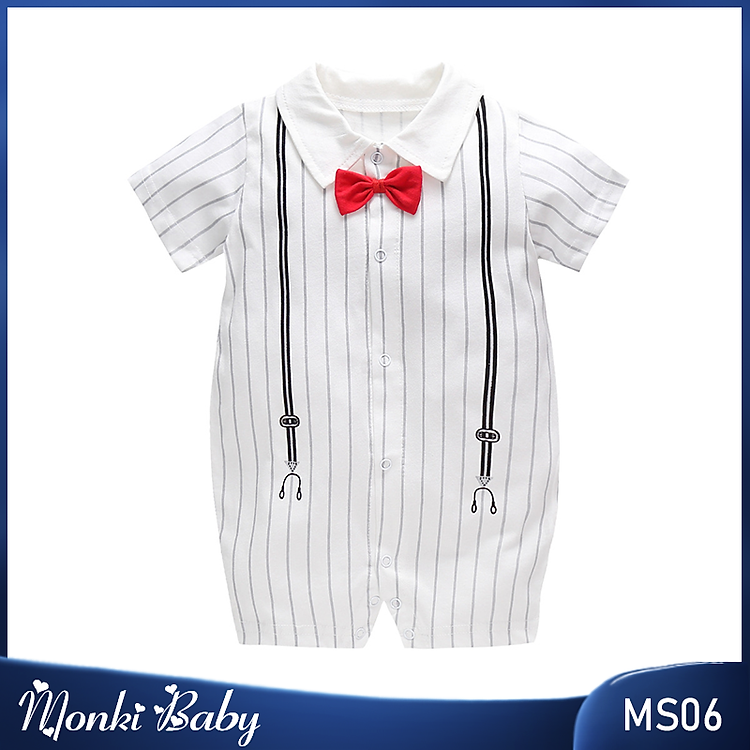 Body công tử hè xinh yêu cho bé trai, mẫu cộc tay thoáng mát, vải cotton thấm mồ hôi | MS06