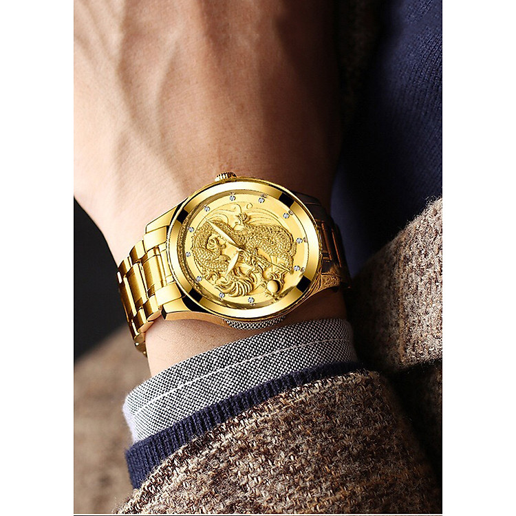 Đồng Hồ Nam Mặt Rồng Vàng Thời Trang Phiên Bản Doanh Nhân