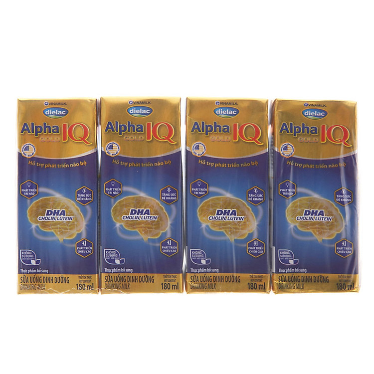 Lốc 4 Hộp Sữa Bột Pha Sẵn Vinamilk Dielac Alpha Gold IQ 180ml