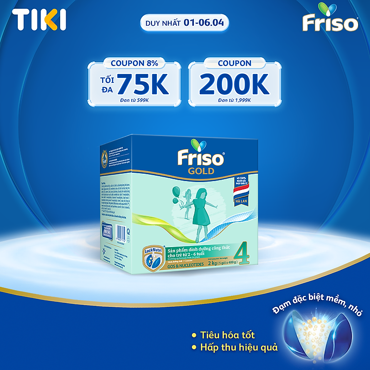 Chọn mua tại Shopee: Sữa Bột Friso Gold 4 Hộp 2KG mua giá tốt nhất tại Shop Mall