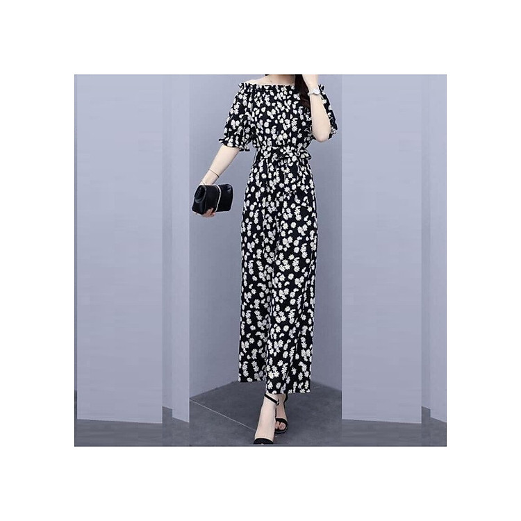 Jumsuit hoa cúc bẹt vai duyên dáng - NB001