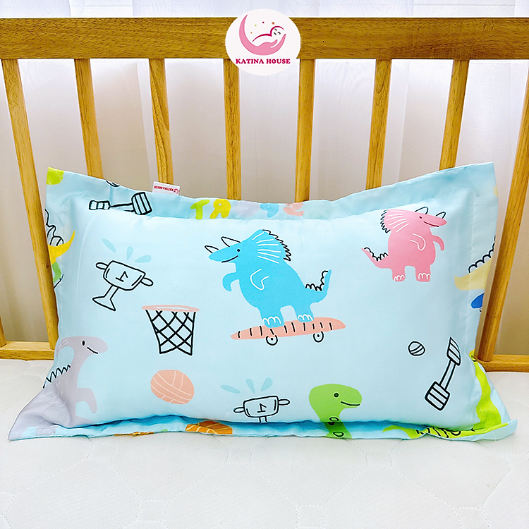 Gối nằm cho trẻ em Katina House, KT 30x50cm, vải Tencel 60s ruột gòn lông vũ, mềm mượt mát lạnh