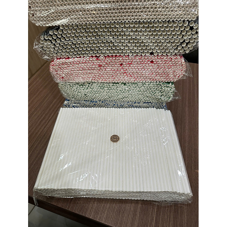 Túi gồm 500 ống hút giấy 6x197mm, sử dụng cho cà phê và nước ngọt