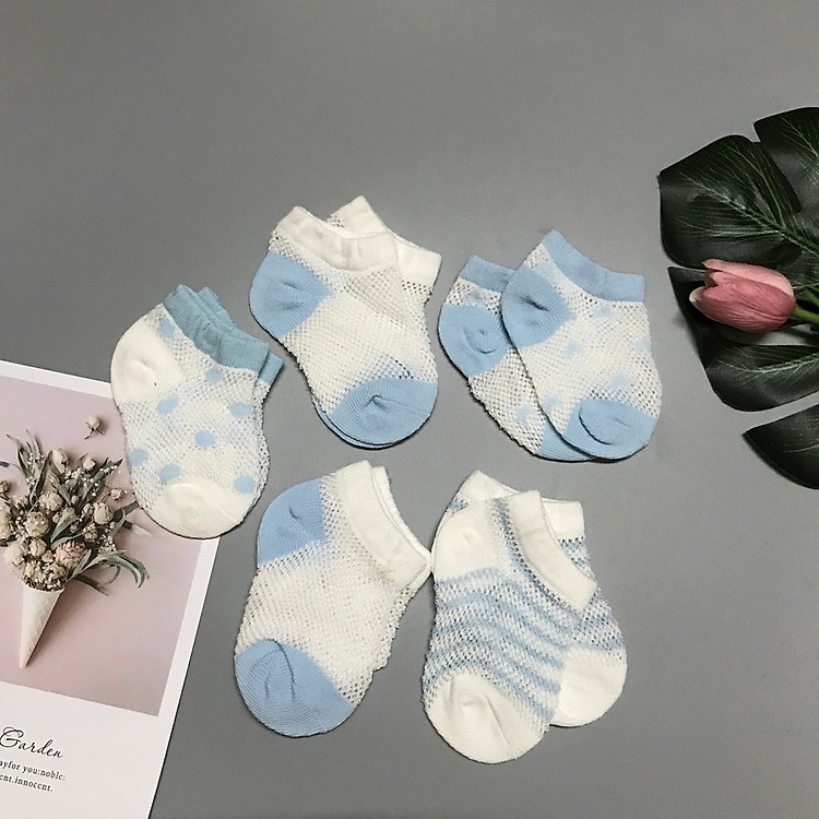 Bộ 5 Đôi Tất Lưới Chống Mồ Hôi Trộm Từ 0 - 2 Tuổi (Hàng Loại 1)