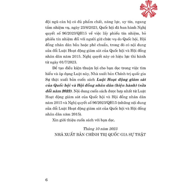 Luật Hoạt động Giám sát của Quốc hội và Hội đồng Nhân dân (sửa đổi năm 2023) (bản in 2023) - Ảnh 4