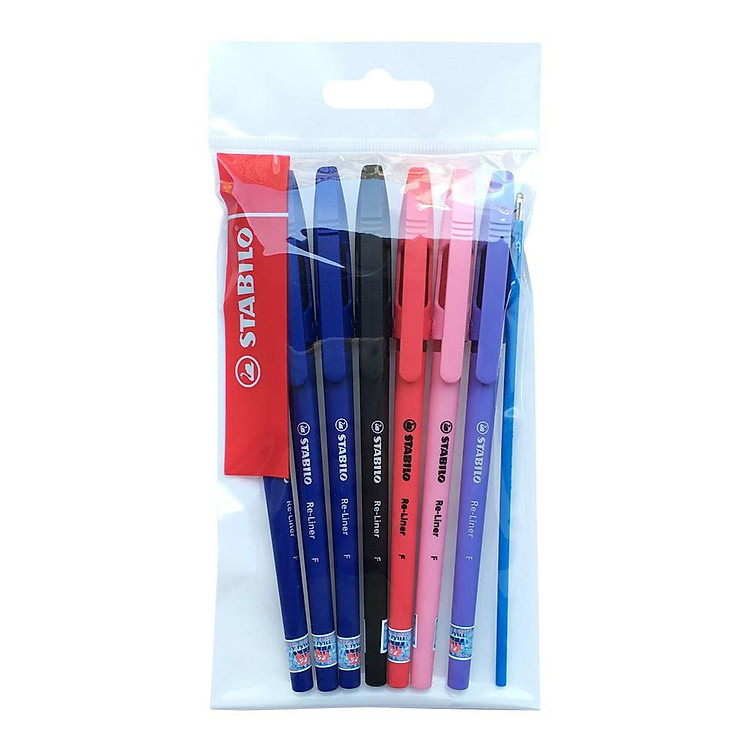 Bộ Bút Bi STABILO Re-Liner F 0.7mm (7 chiếc)