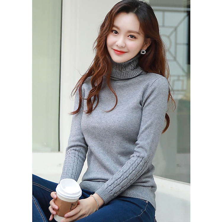 Áo len nữ cổ trụ cao freesize al05