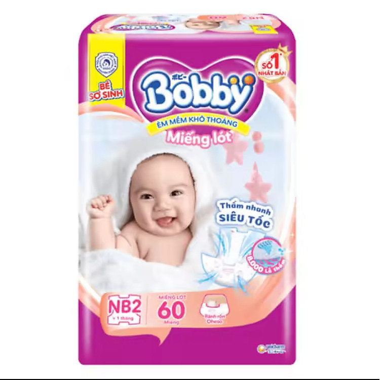 Miếng Lót Sơ Sinh Bobby NB2 60 Miếng Chính hãng Ưu đãi - Hình ảnh 2
